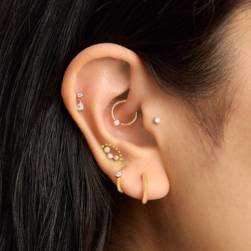 14K CZ Bezel Cluster Flatback Stud