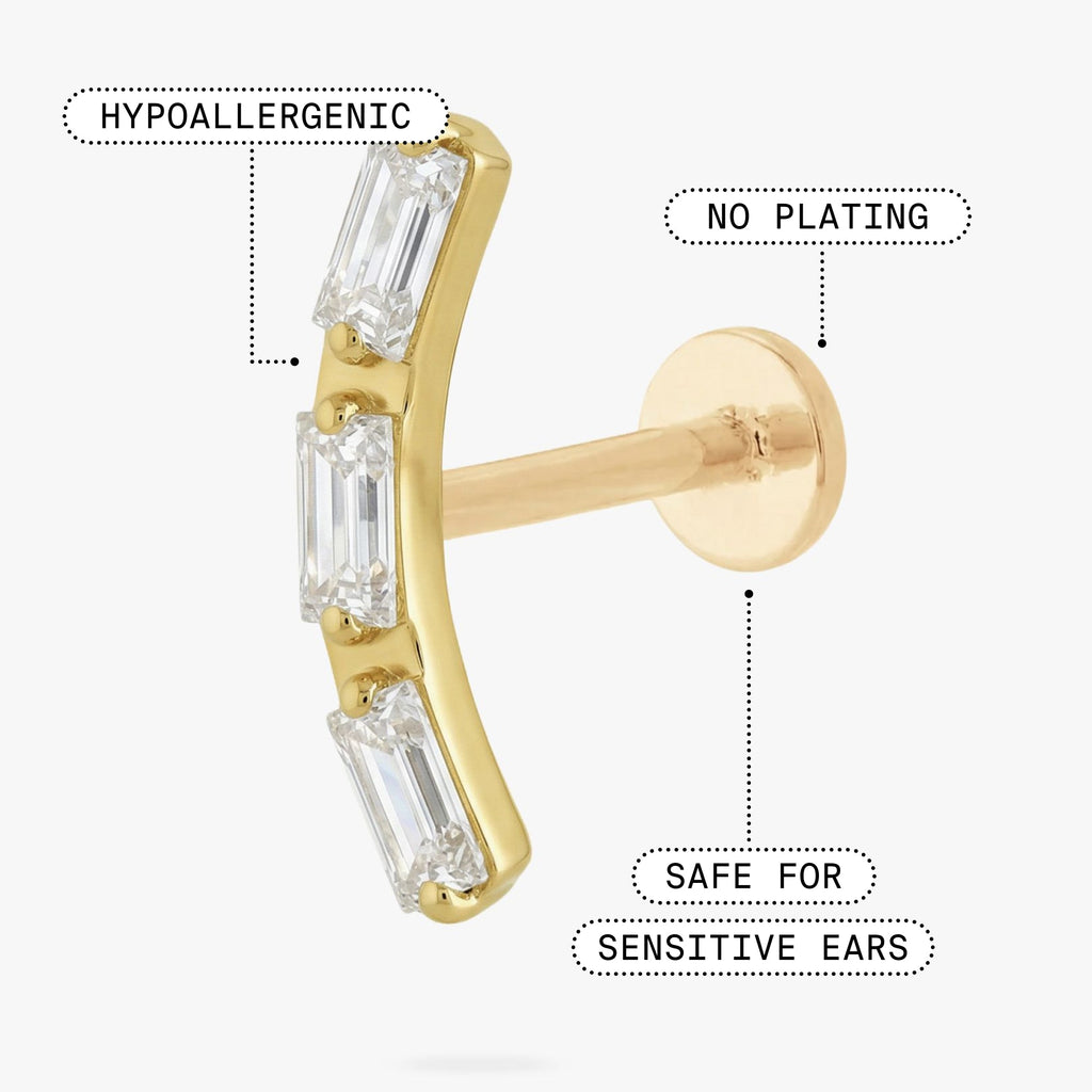 Golden Titanium Bezel CZ Flatback Stud