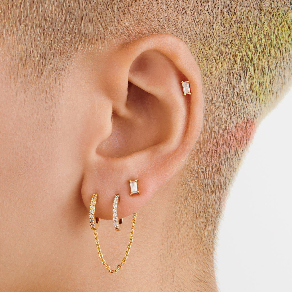 Mini Pavé Chain Huggie