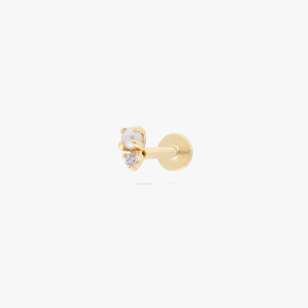 14K Stacked CZ Flatback Stud