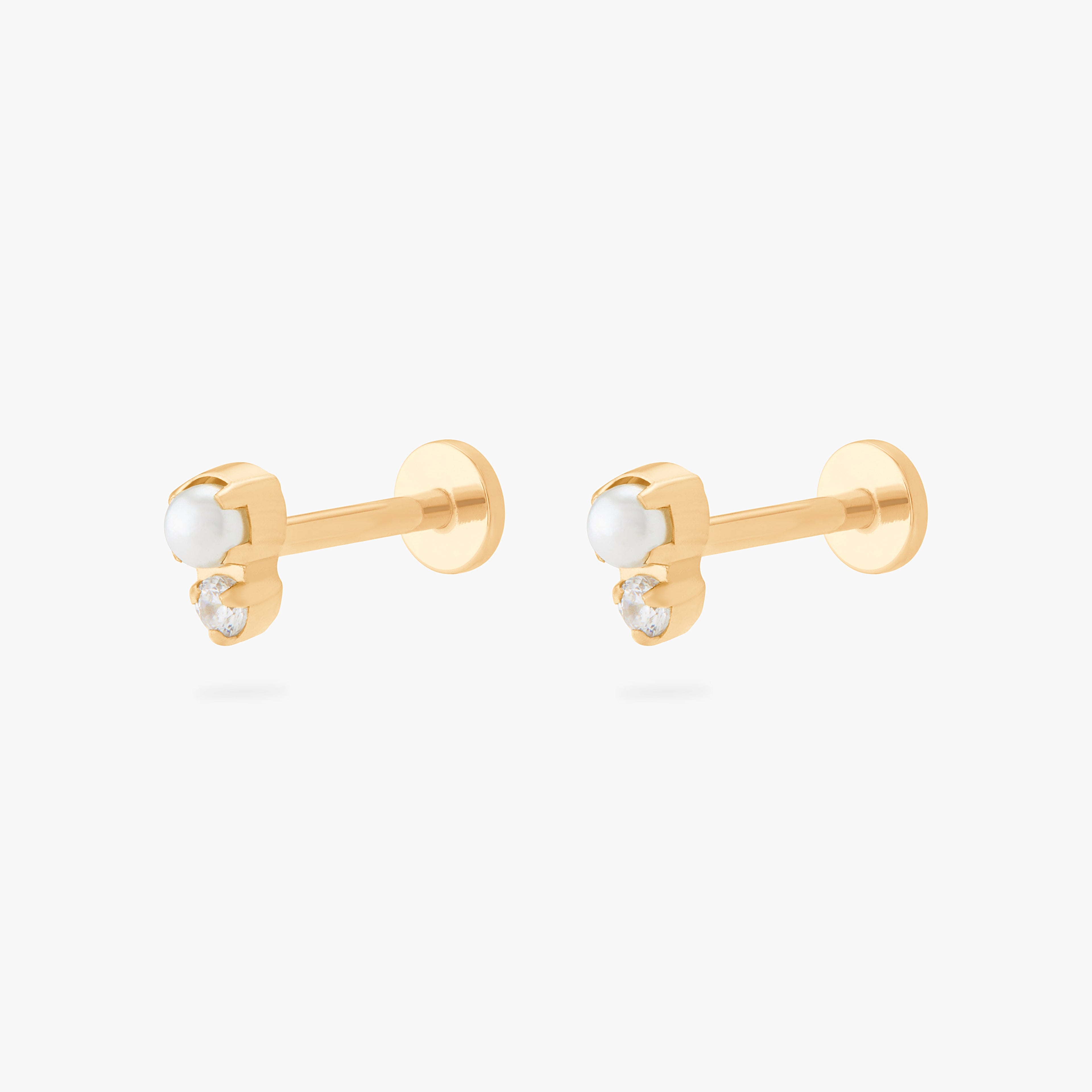 Stacked CZ Pearl Flatback Stud