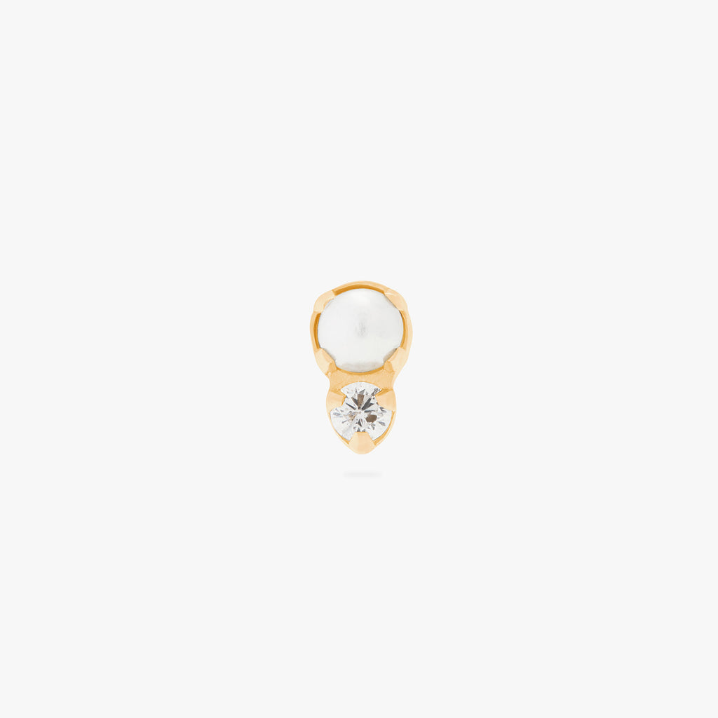 Stacked CZ Pearl Flatback Stud