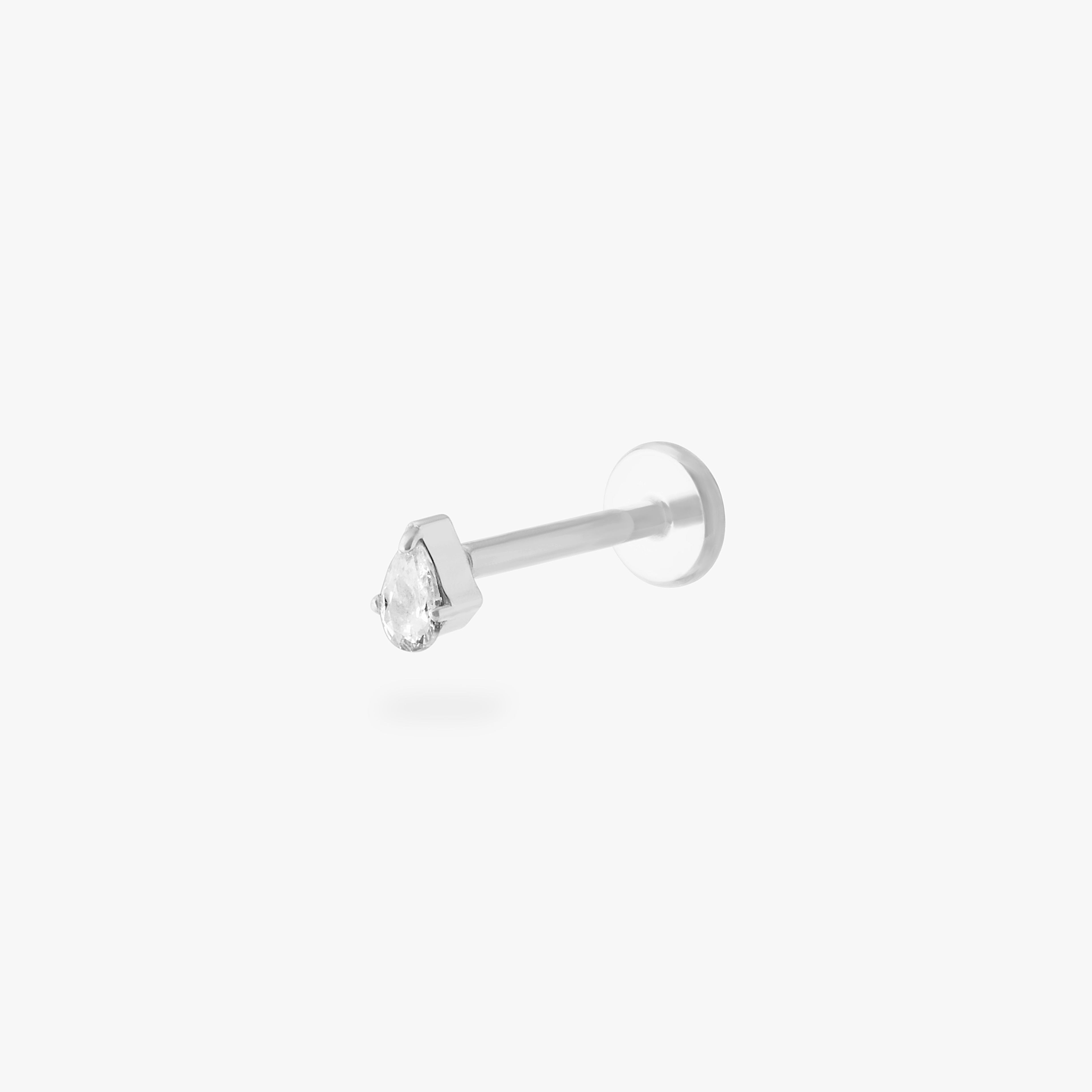 Pear CZ Flatback Stud