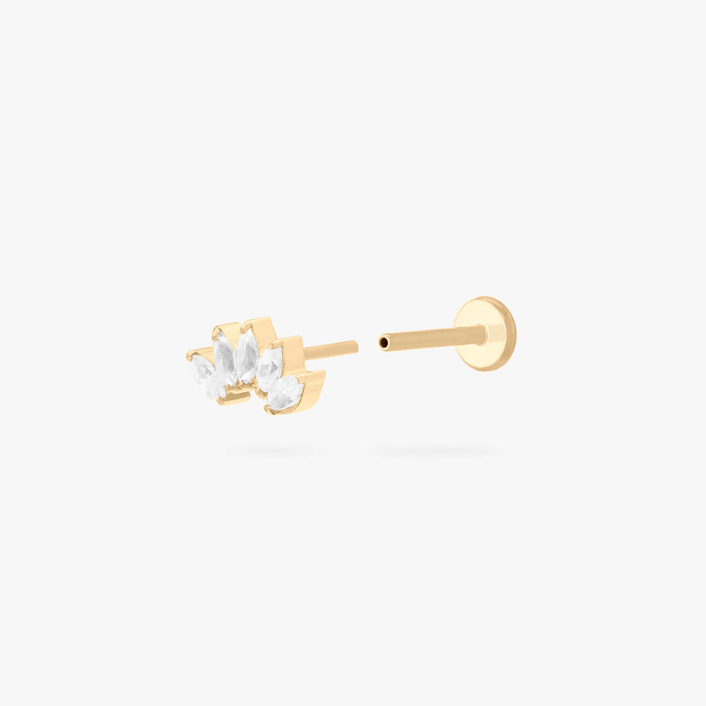 Micro Crown Marquise Flatback Stud