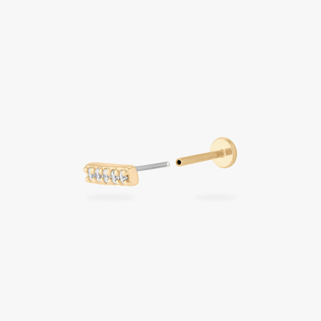 14K Pave Bar Flatback