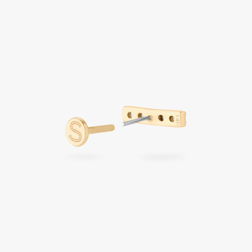 14K Pave Bar Flatback