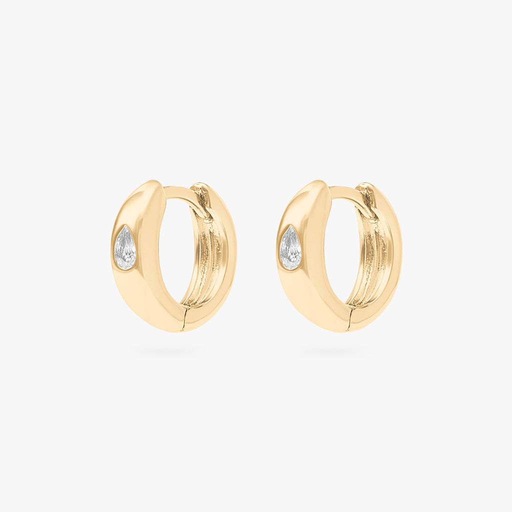 Chunky Pear CZ Huggie