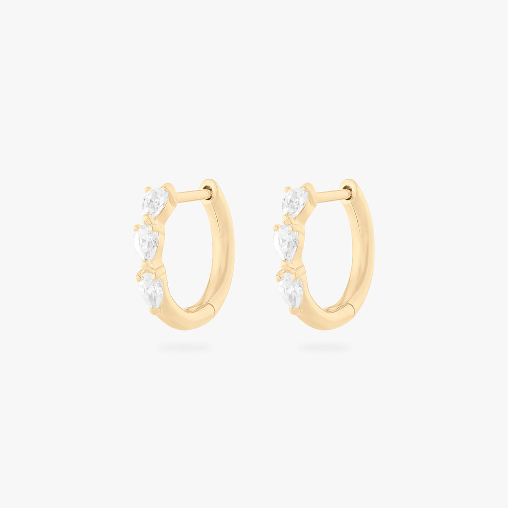 Mini Pave Pear Huggie