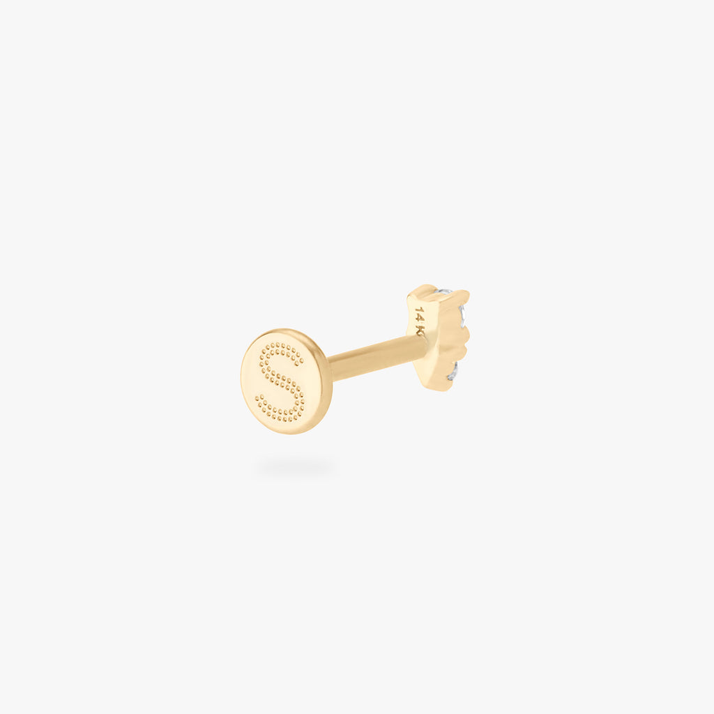 14K Stacked CZ Flatback Stud
