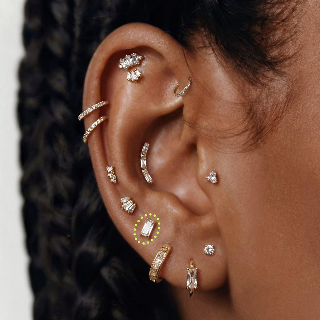 Golden Titanium Baguette Flatback Stud