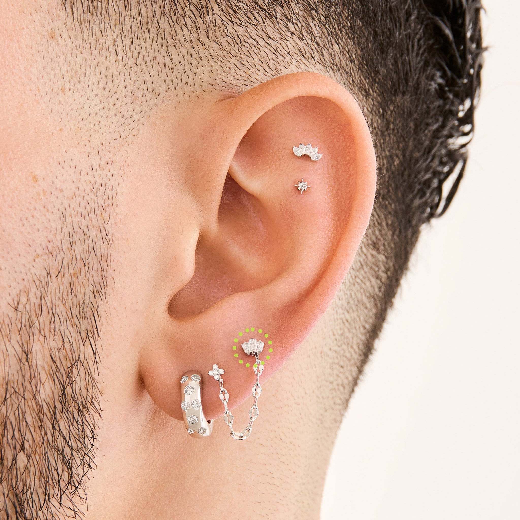 Micro Crown Baguette Flatback Stud