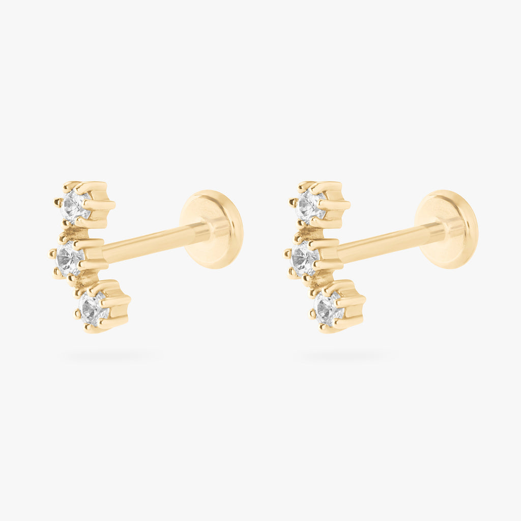 14K CZ Cluster Flatback