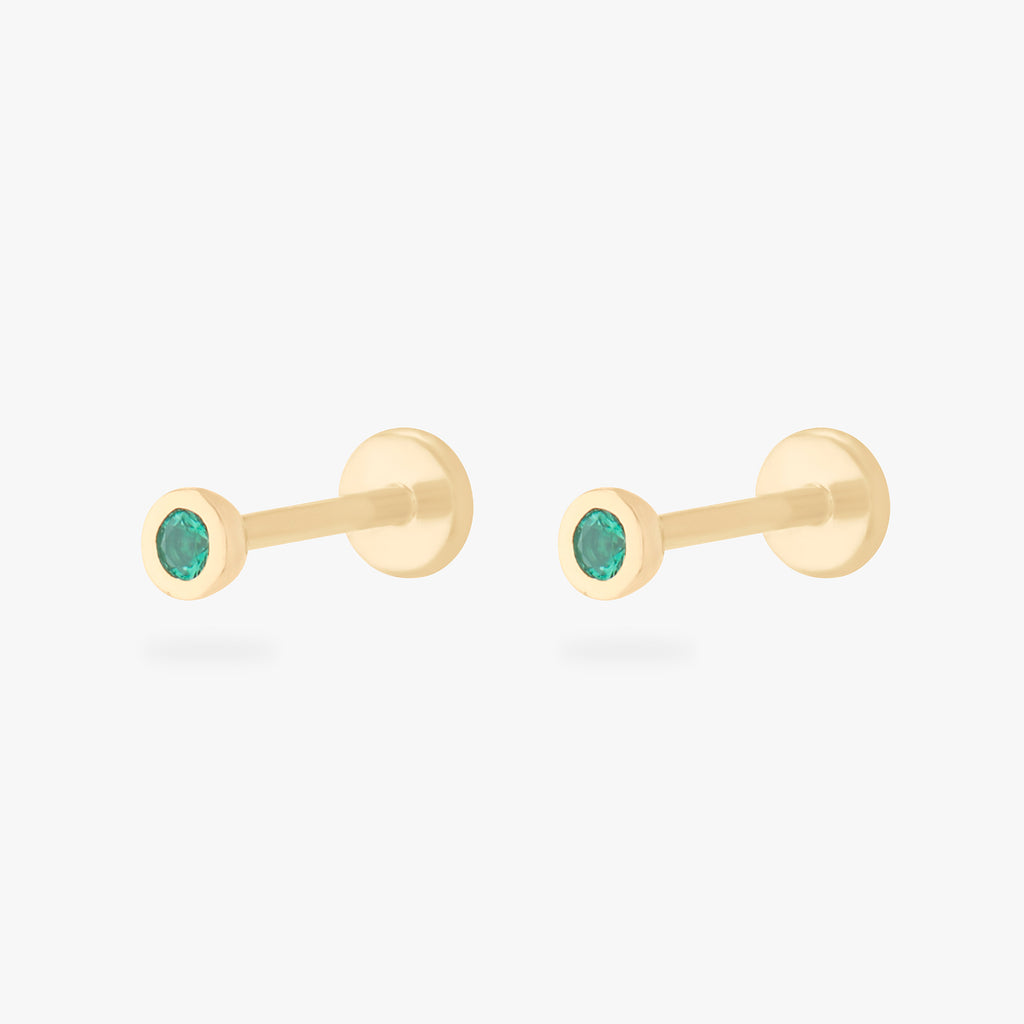 14K Emerald Bezel Flatback
