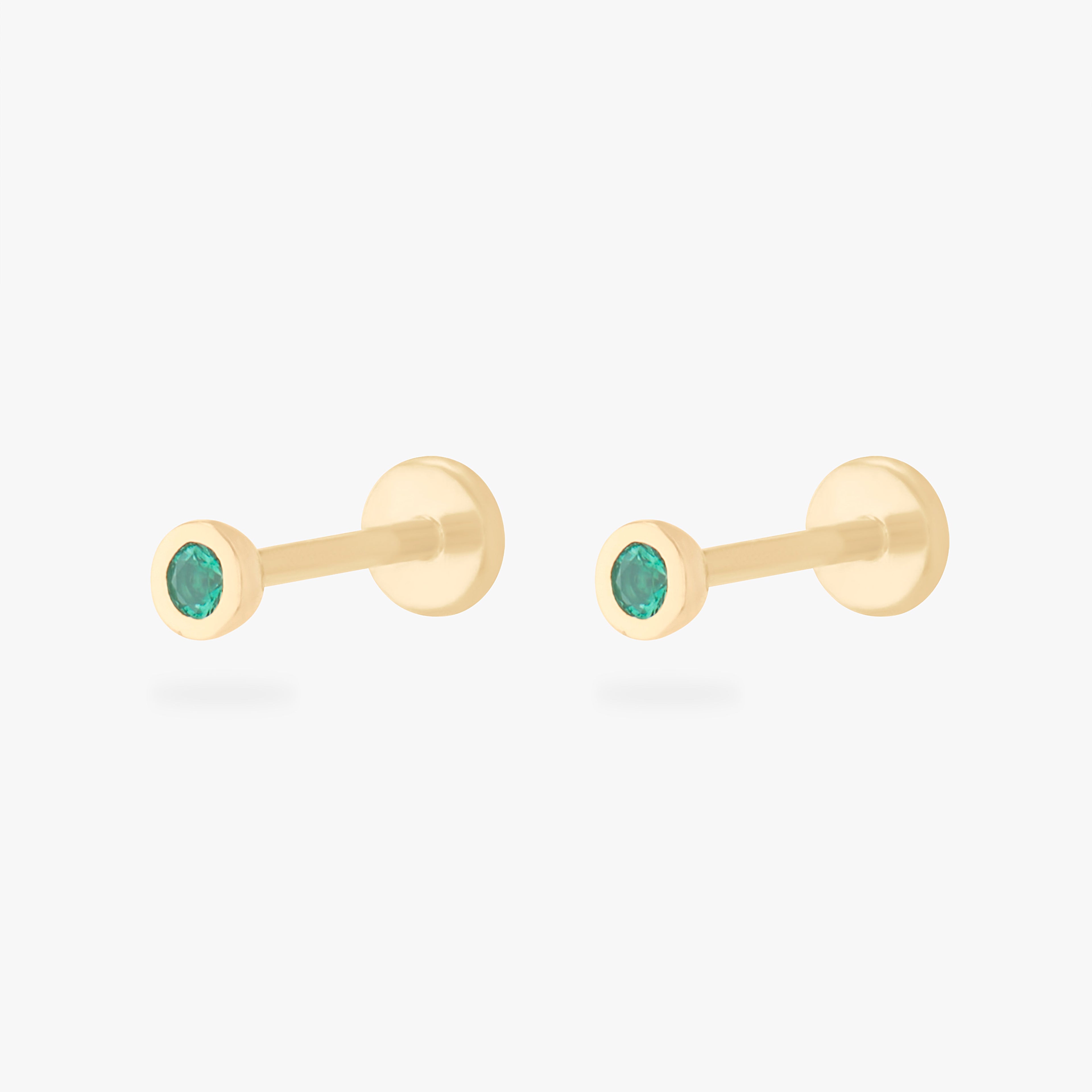 14K Emerald Bezel Flatback