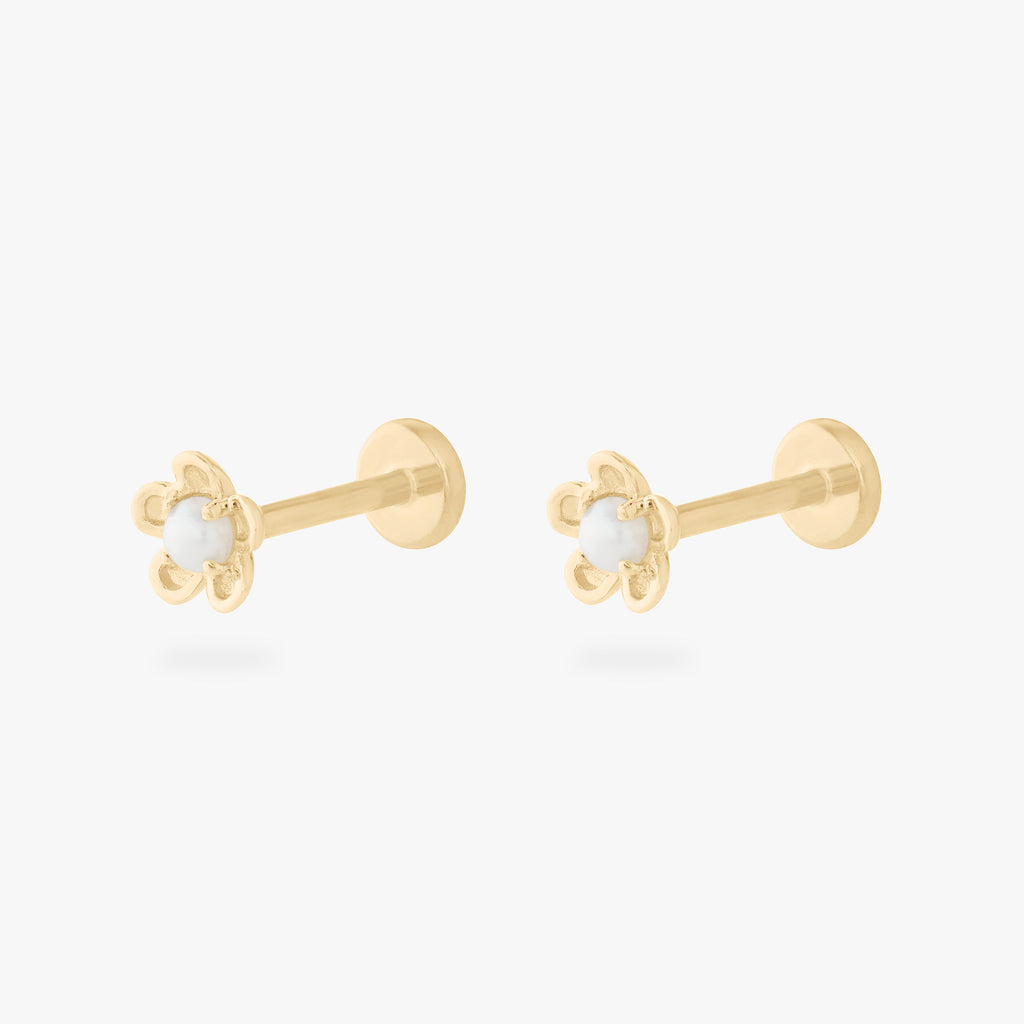 14K Pearl Daisy Flatback