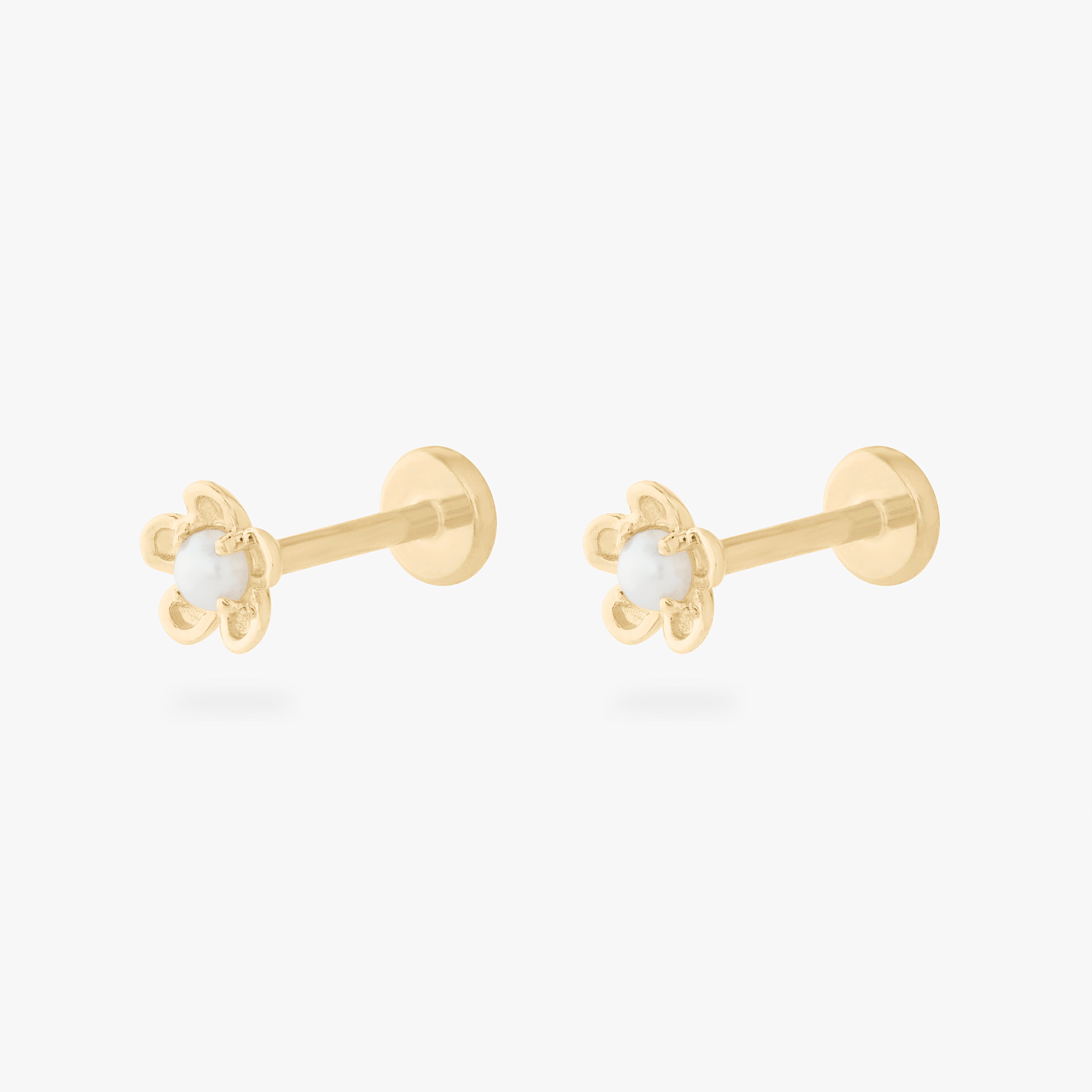 14K Pearl Daisy Flatback