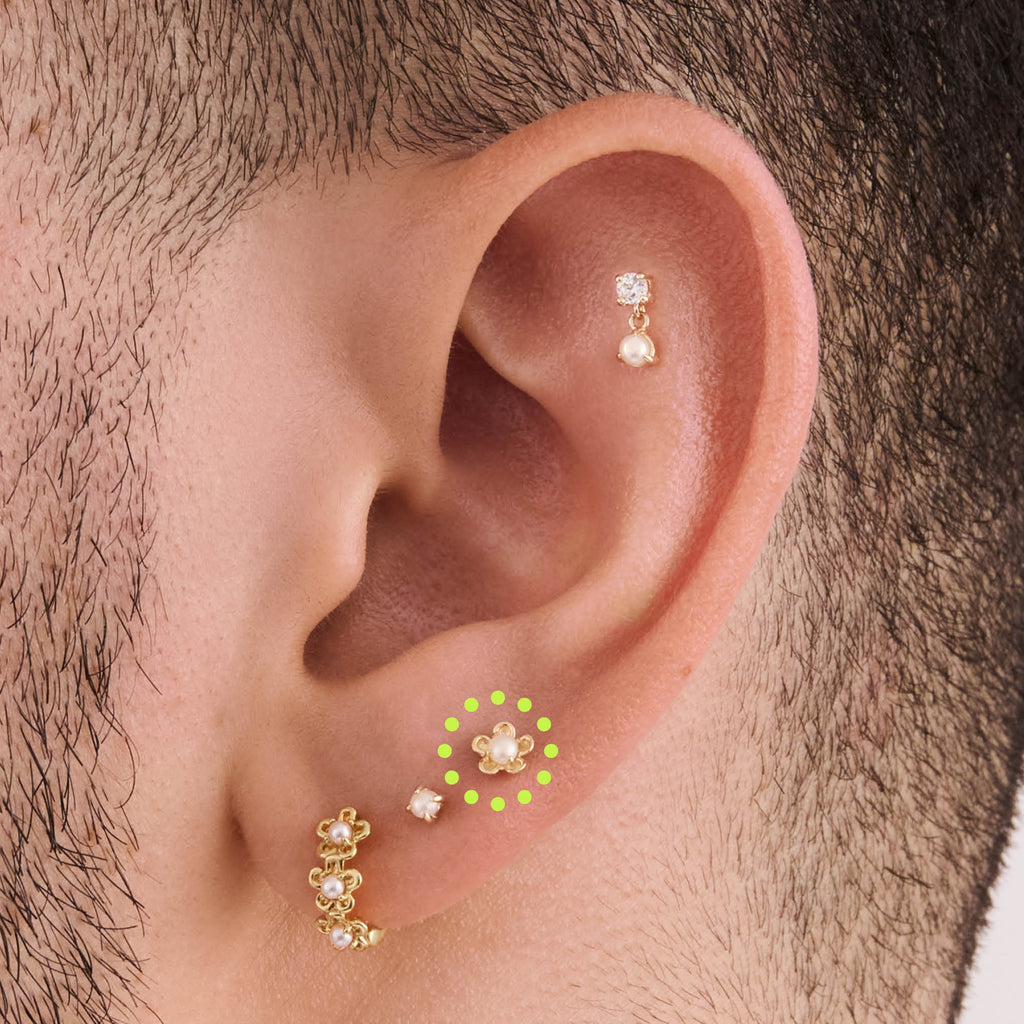 14K Pearl Daisy Flatback
