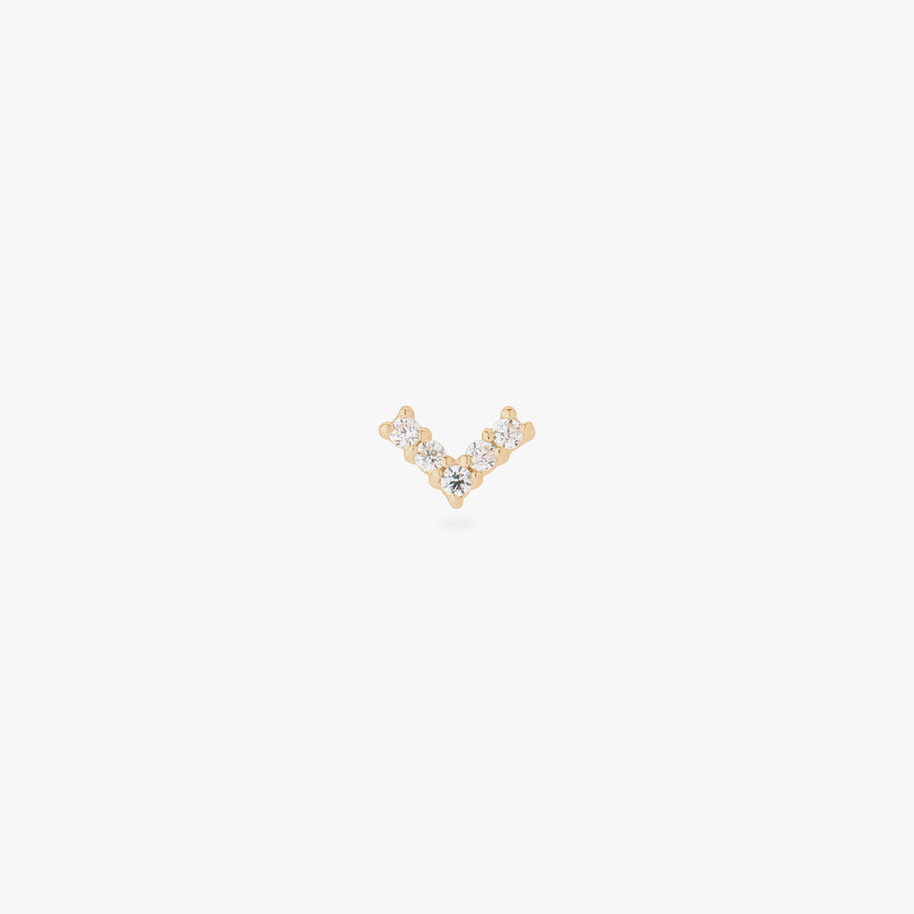 14K Pave V Flatback