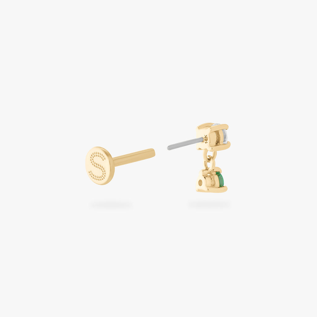 14K CZ Dangle Flatback