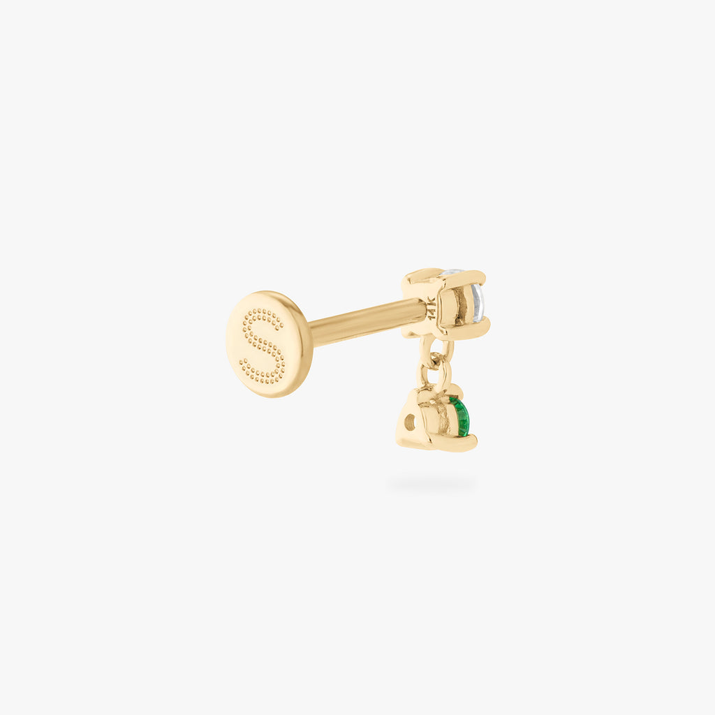 14K CZ Dangle Flatback