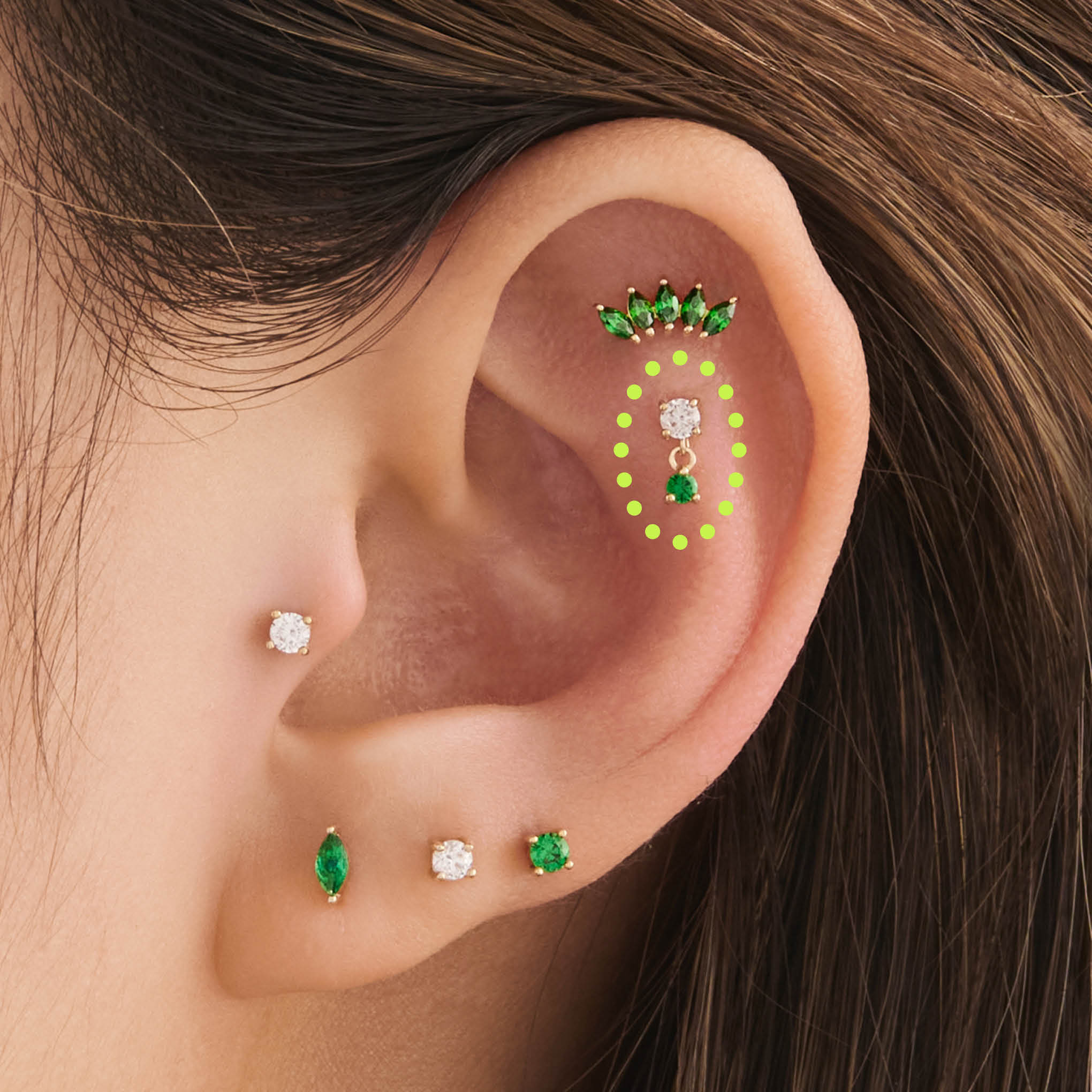 14K CZ Dangle Flatback