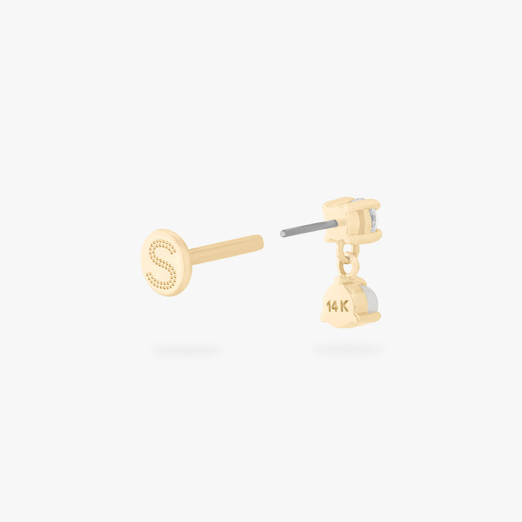 14K CZ Dangle Flatback