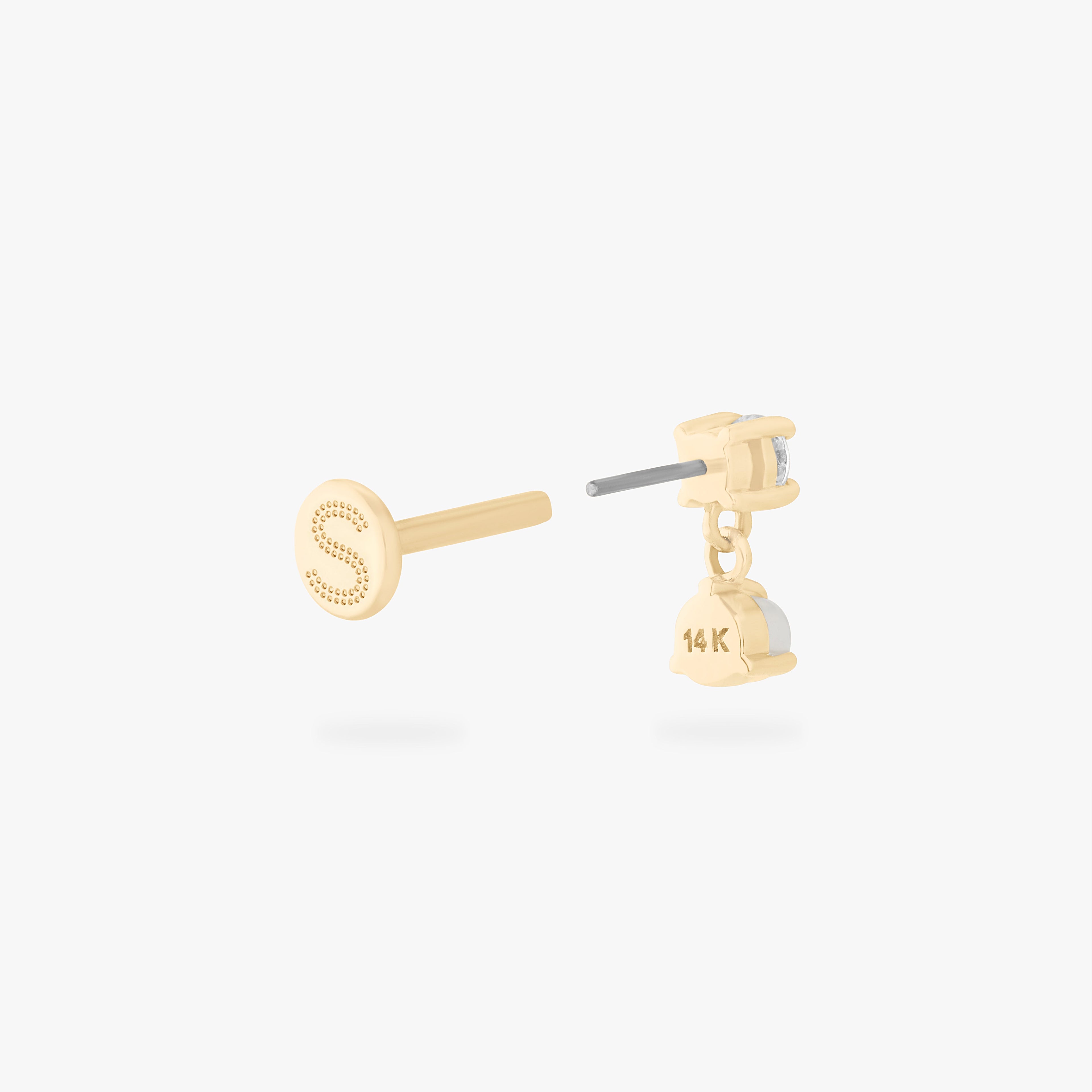 14K CZ Dangle Flatback