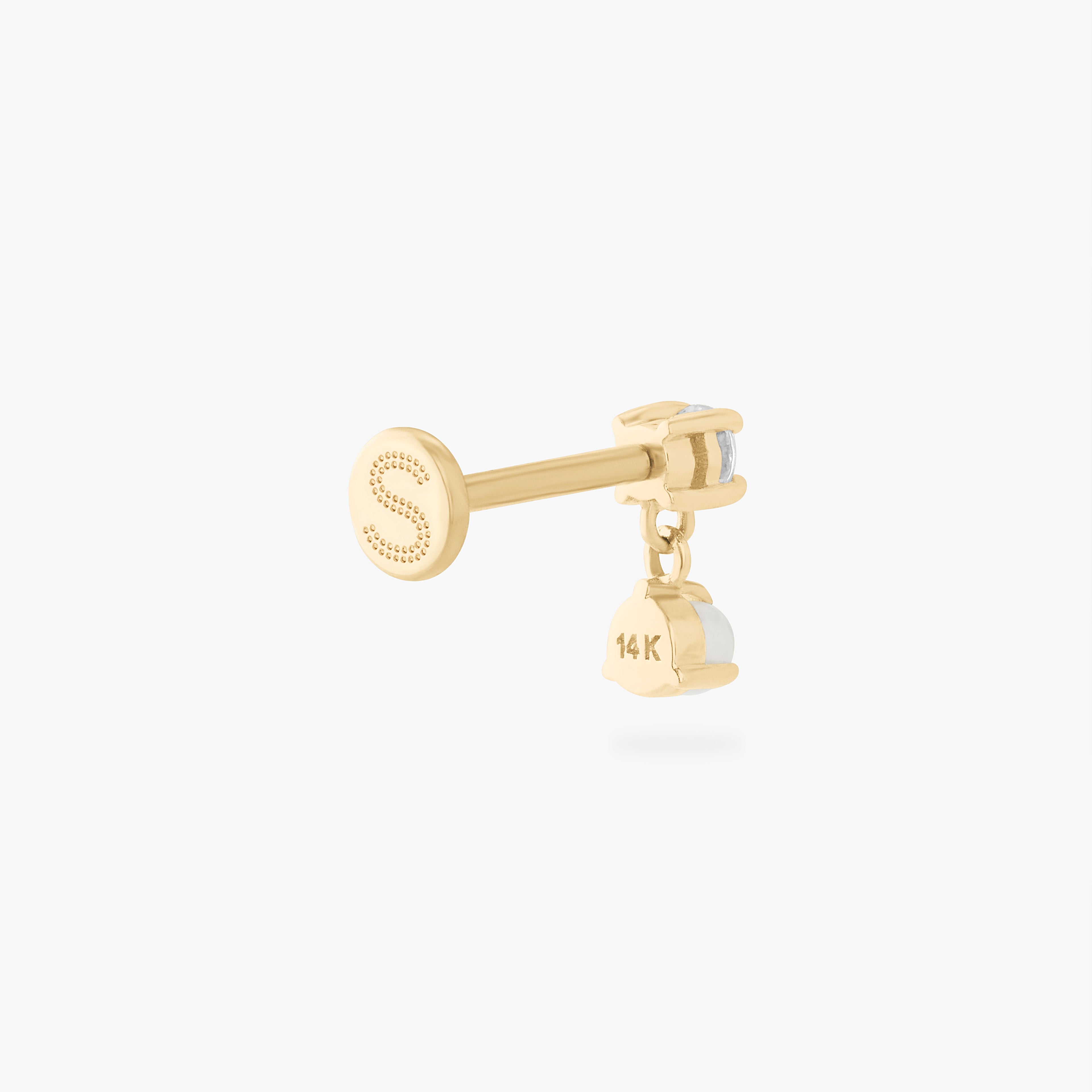 14K CZ Dangle Flatback