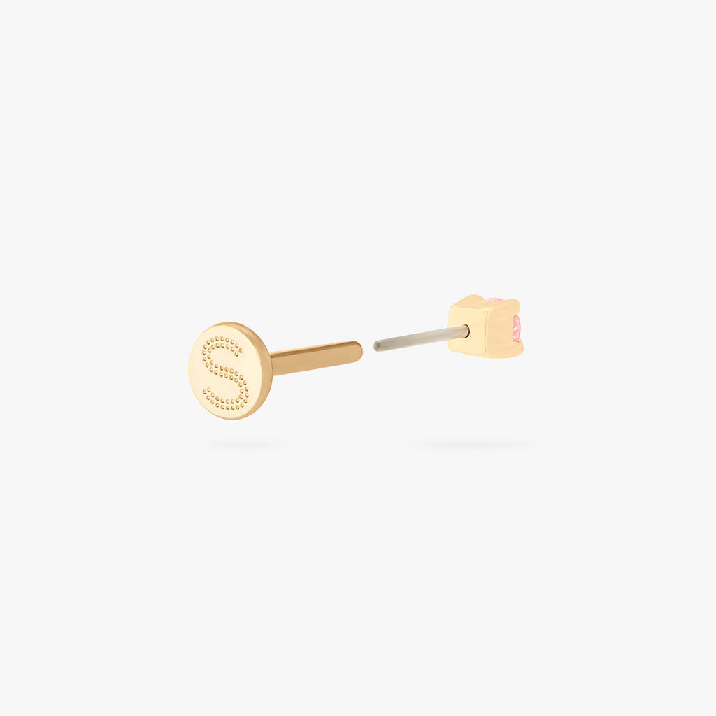 14K Mini Pink Diamond Flatback