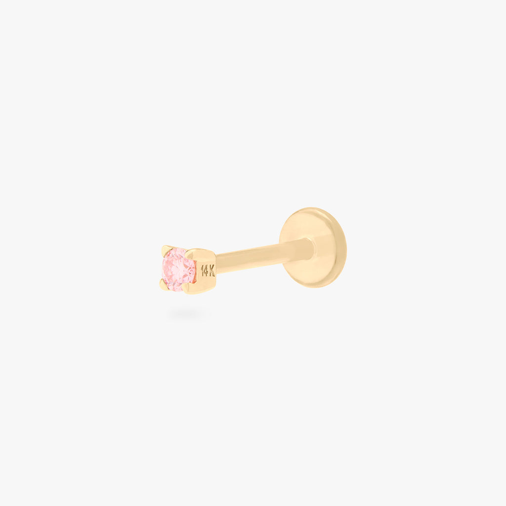 14K Mini Pink Diamond Flatback