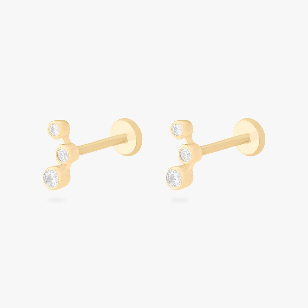 14K CZ Bezel Cluster Flatback Stud