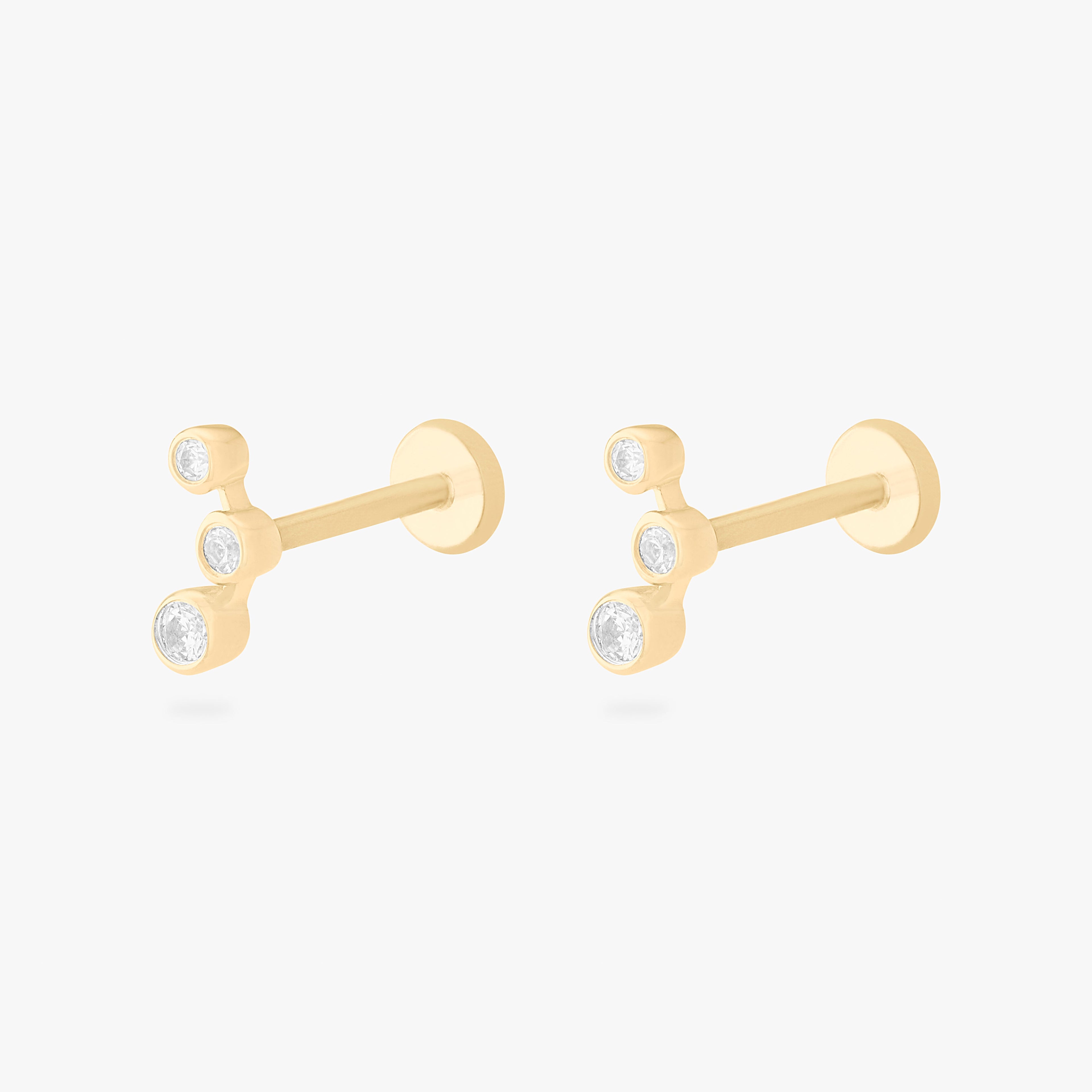 14K CZ Bezel Cluster Flatback Stud