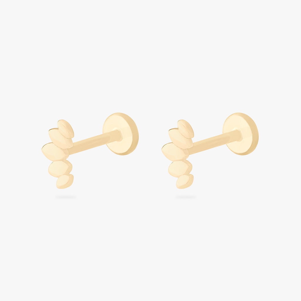14K Solid Marquise Flatback Stud