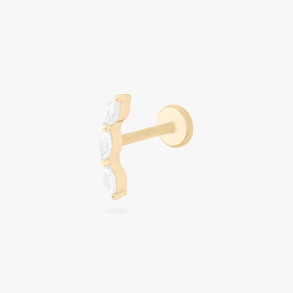 14K Curved CZ Pear Flatback Stud