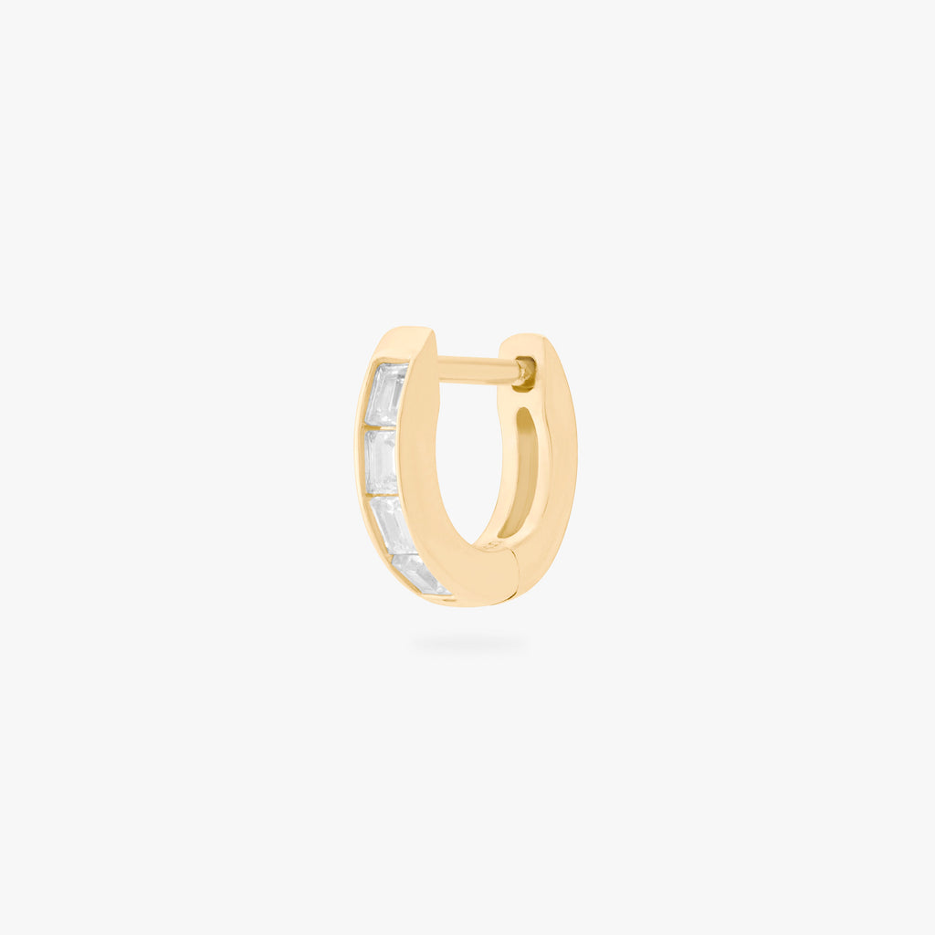 Micro Bezel Baguette Huggie