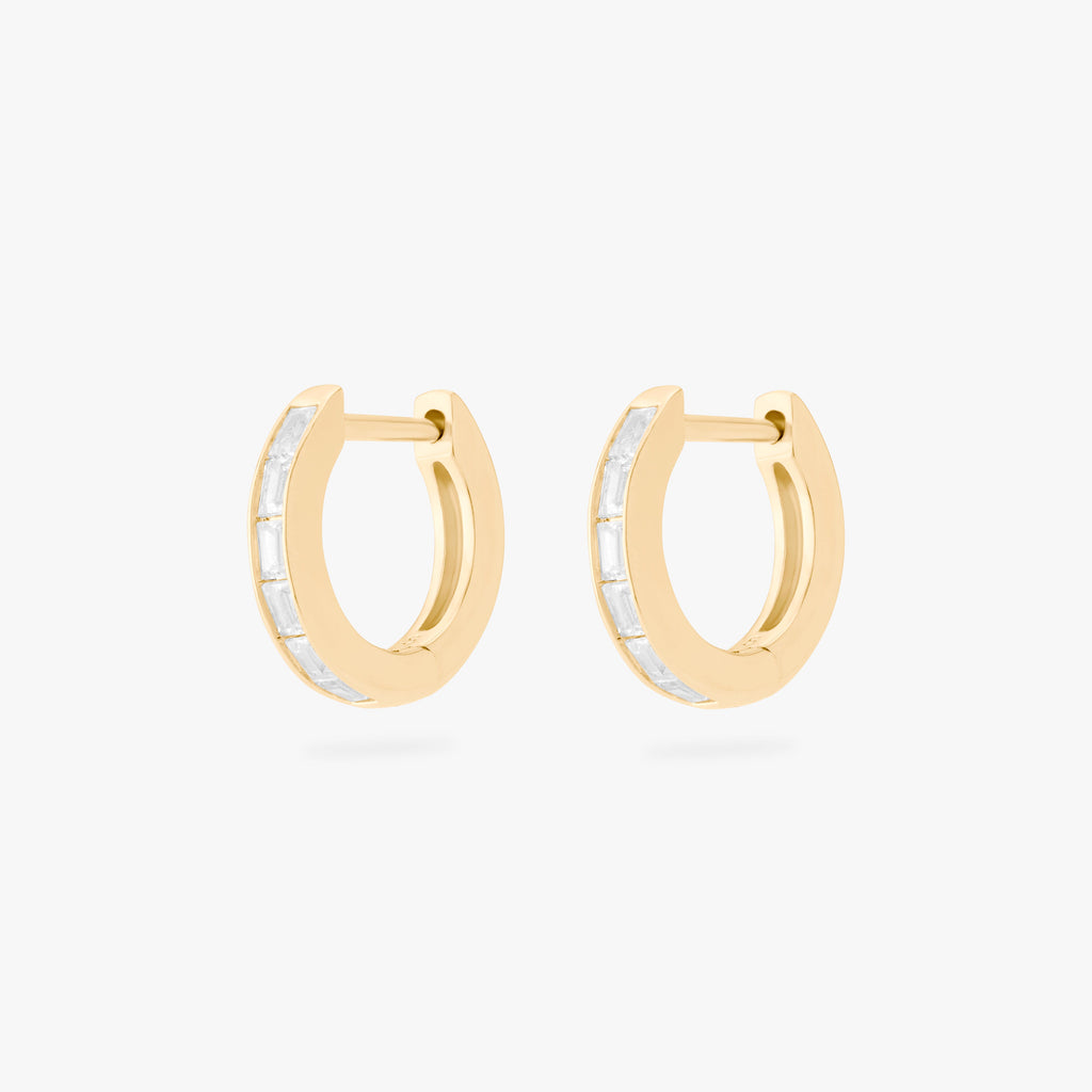 Mini Bezel Baguette Huggie